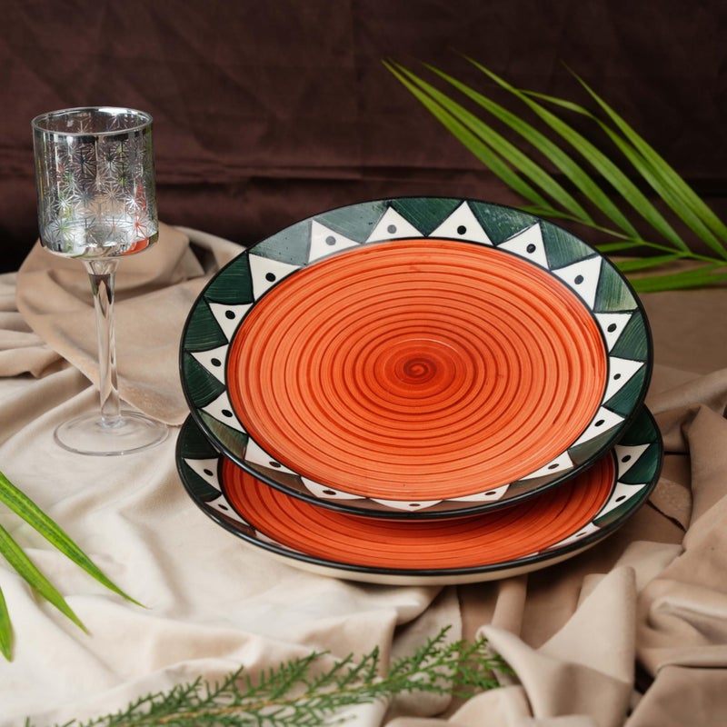 Caffeine Ceramic Handmade Green soorya Quarter Plates 7" (Set of 4) - Image 2