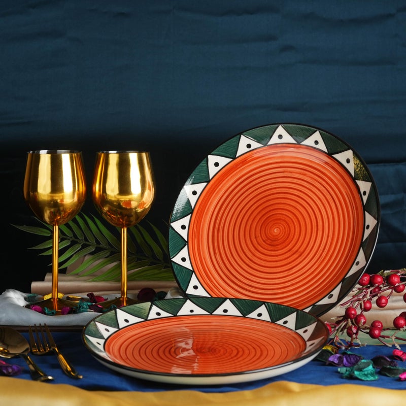 Caffeine Ceramic Handmade Green soorya Quarter Plates 7" (Set of 4) - Image 3