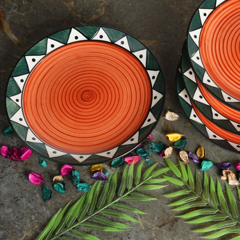 Caffeine Ceramic Handmade Green soorya Quarter Plates 7" (Set of 4) - Image 1