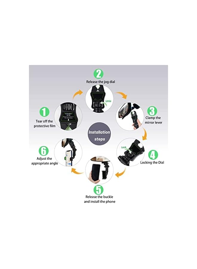 ShowTop Rearview Mirror Phone Holder for Car 360°Universal Car Phone Holder Vehicle Back Seat Mobile Phone Holder Adjustable Cradle for iPhone, Samsung, LG,Smartphone - Image 4