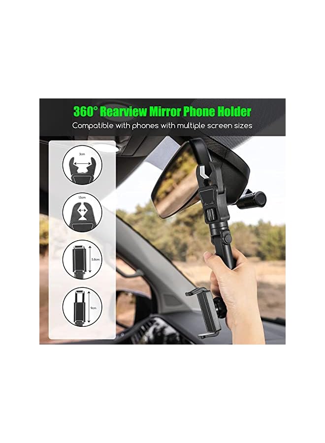 ShowTop Rearview Mirror Phone Holder for Car 360°Universal Car Phone Holder Vehicle Back Seat Mobile Phone Holder Adjustable Cradle for iPhone, Samsung, LG,Smartphone - Image 2