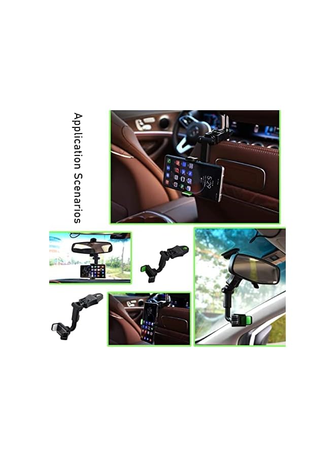 ShowTop Rearview Mirror Phone Holder for Car 360°Universal Car Phone Holder Vehicle Back Seat Mobile Phone Holder Adjustable Cradle for iPhone, Samsung, LG,Smartphone - Image 5