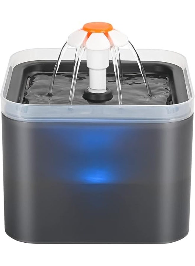 Cat Water Fountain, 2L Cat Water Fountain for Drinking, Ultra Silent, LED Light, Activated Carbon Filter, Three Flow Patterns, Living Water Supply, Cat Fountain for Cats and Small Dogs - Image 1