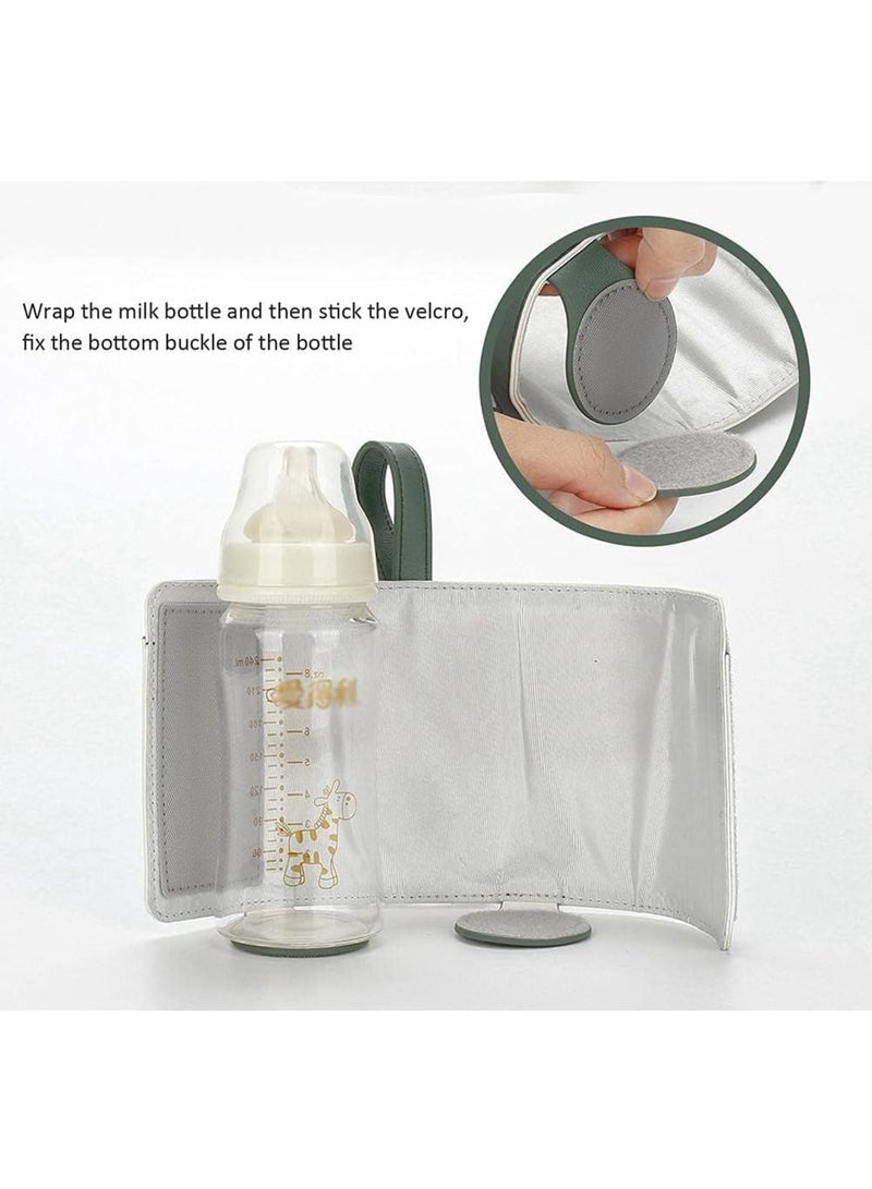 SOLARAE سخان زجاجة محمول، مع 3 تحكم في درجة الحرارة، حقيبة غطاء زجاجة حليب معزولة ذكية للسفر، سخان زجاجة أطفال USB لحليب الأم أو الحليب الصناعي للسفر والأنشطة الخارجية الأخرى (أخضر) - Image 4