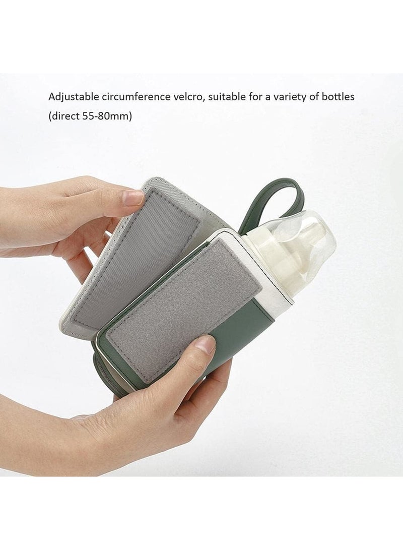 SOLARAE سخان زجاجة محمول، مع 3 تحكم في درجة الحرارة، حقيبة غطاء زجاجة حليب معزولة ذكية للسفر، سخان زجاجة أطفال USB لحليب الأم أو الحليب الصناعي للسفر والأنشطة الخارجية الأخرى (أخضر) - Image 5