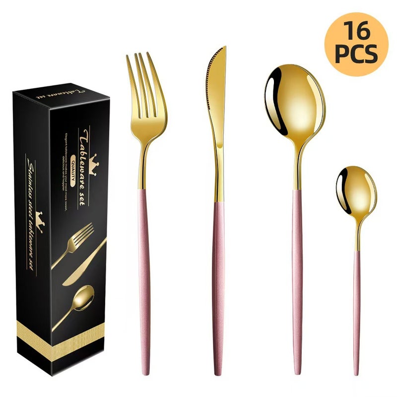 30-Piece Stainless Steel Dinnerware Set with Modern Minimalist Design - Perfect for Western  Cuisine