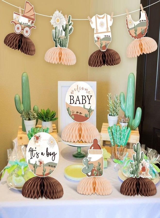 Blisstock Desert Theme Baby Shower Honeycomb Centerpieces Cactus 3D Table Decorations Welcome Baby Decor for Boys Baby Shower Decoration Desert Cactus Flower Theme Party Decoration Supplies - Image 5