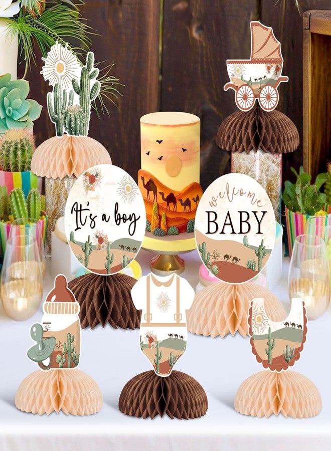 Blisstock Desert Theme Baby Shower Honeycomb Centerpieces Cactus 3D Table Decorations Welcome Baby Decor for Boys Baby Shower Decoration Desert Cactus Flower Theme Party Decoration Supplies - Image 2