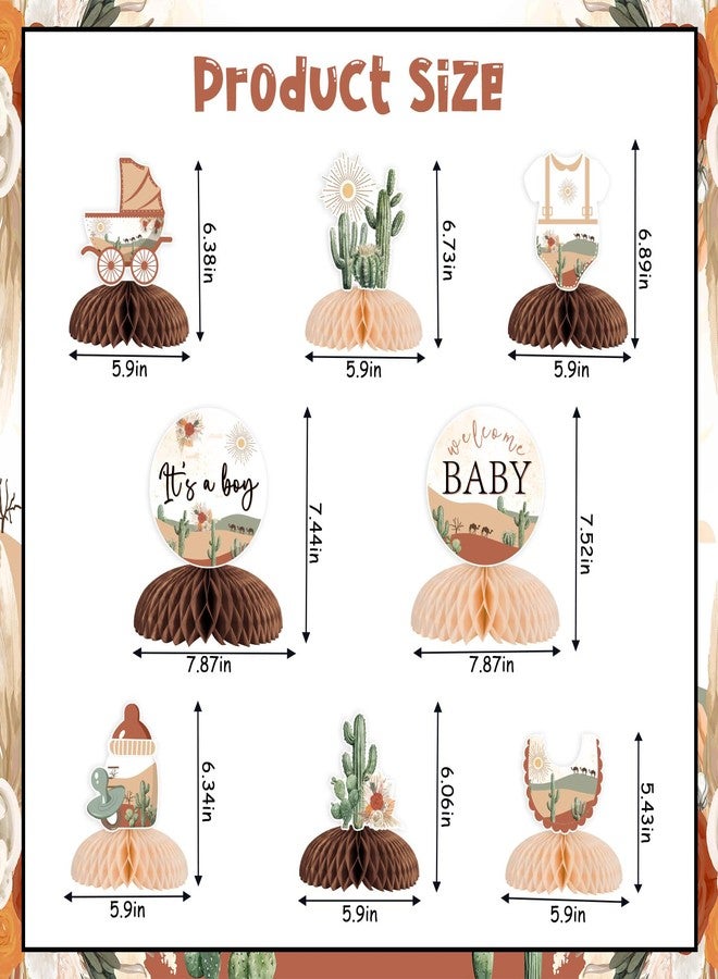 Blisstock Desert Theme Baby Shower Honeycomb Centerpieces Cactus 3D Table Decorations Welcome Baby Decor for Boys Baby Shower Decoration Desert Cactus Flower Theme Party Decoration Supplies - Image 4