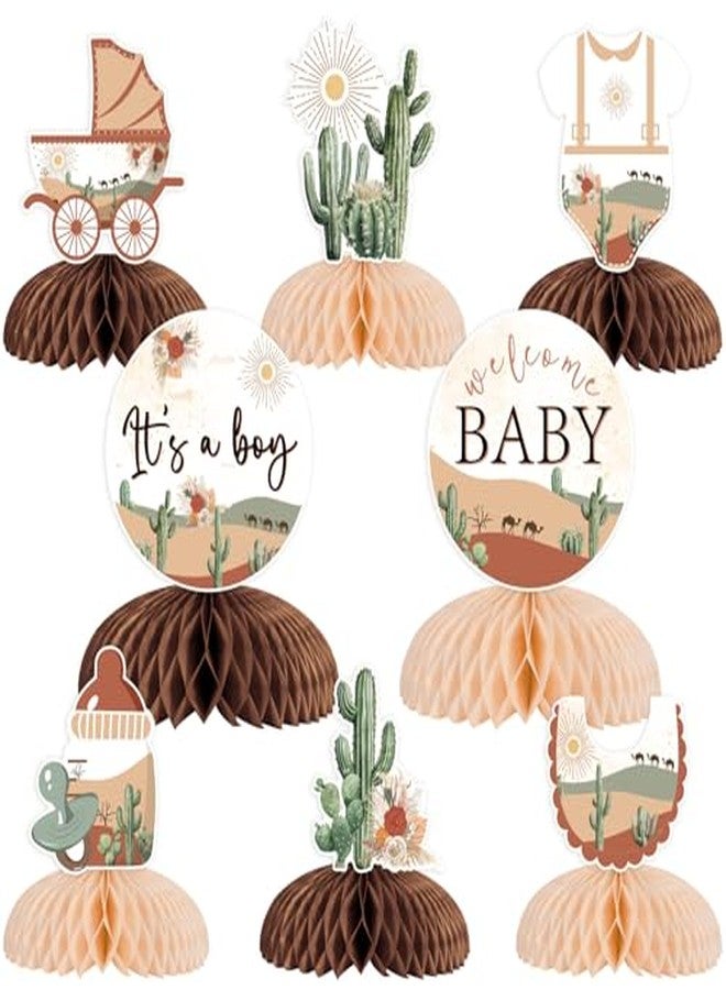 Blisstock Desert Theme Baby Shower Honeycomb Centerpieces Cactus 3D Table Decorations Welcome Baby Decor for Boys Baby Shower Decoration Desert Cactus Flower Theme Party Decoration Supplies - Image 1