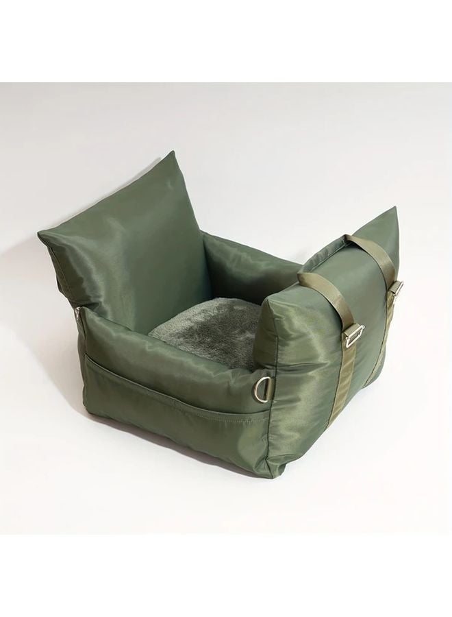 سرير مقعد سيارة للكلاب من النايلون الزيتوني الأخضر، حقيبة سفر للحيوانات الأليفة قابلة للإزالة والغسيل للكلاب الصغيرة والمتوسطة - Image 1