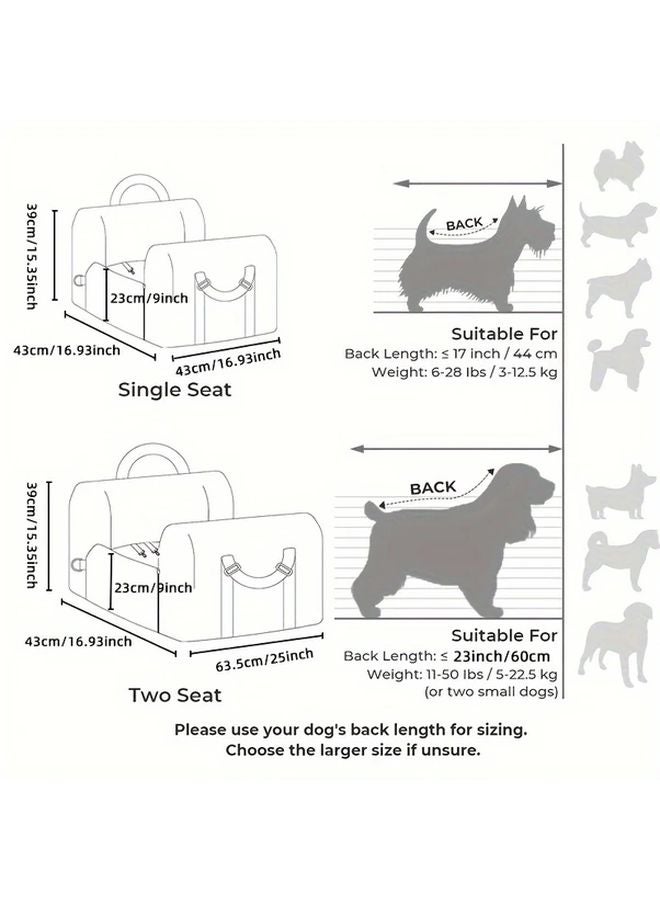 سرير مقعد سيارة للكلاب من النايلون الزيتوني الأخضر، حقيبة سفر للحيوانات الأليفة قابلة للإزالة والغسيل للكلاب الصغيرة والمتوسطة - Image 3