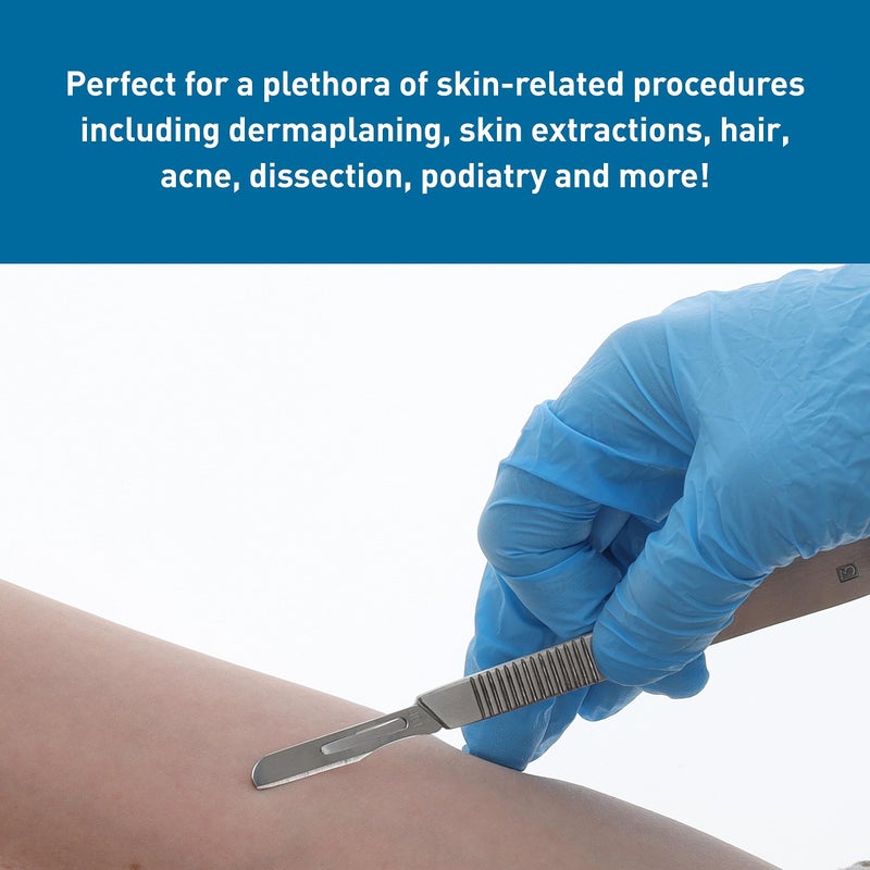 BodyMed شفرات ديرما بلانينغ BodyMed #10R من الفولاذ المقاوم للصدأ، 100 قطعة - معقمة للجراحة، العناية بالبشرة، إزالة الشعر، وإجراءات طب الأقدام مع طرف مدور للاختصاصيين في التجميل - Image 5