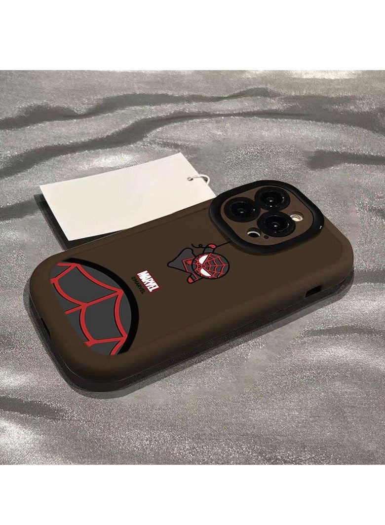 NIBEMINENT Cartoon Spider Man Protective TPU Case Cover For iPhone 15, Milk Coffee Color