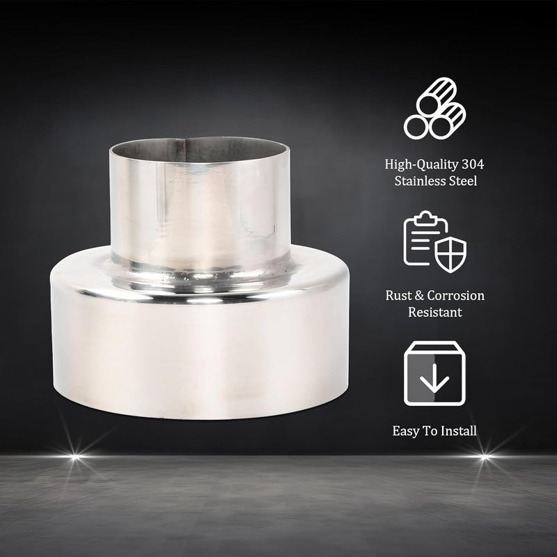 SSN Exhaust Pipe Reducer Adapter 3 Inch OD to 5.0 Inch OD Polished 304 Stainless Steel - Image 4
