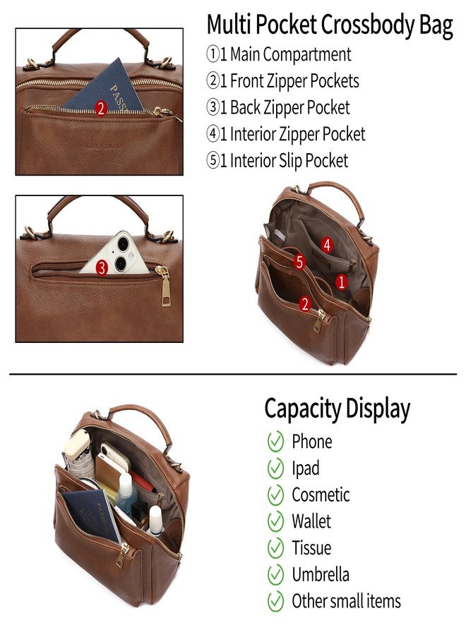 GAEKEAO Crossbody Bags for Women Vegan Leather Top Handle Purse Multi-Pocket Shoulder Bag Satchel Handbag with Strap - Image 4