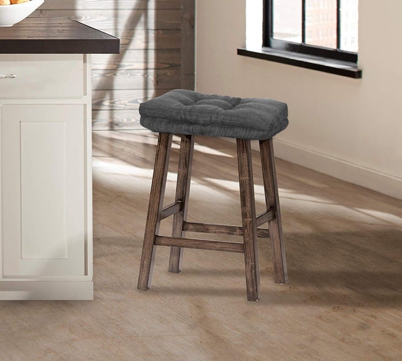 baibu Set of 2 Stool Cushion Rectangular  Super Soft Bar Stool Cushion Saddle Stool Seat Cushions with Ties - 2 Pads Only (Gray-Black  18x9.5x1.5in) - Image 3