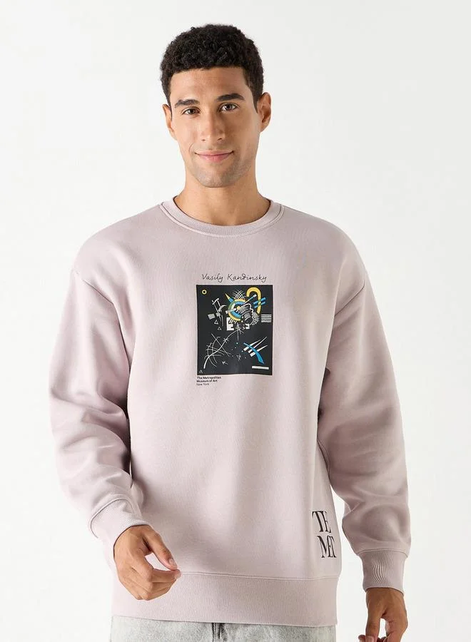 Vasily Kandinsky Print Crew Neck Sweatshirt with Long Sleeves