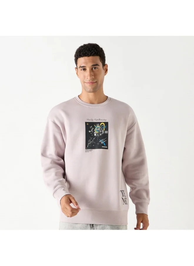 SP Characters Vasily Kandinsky Print Crew Neck Sweatshirt with Long Sleeves