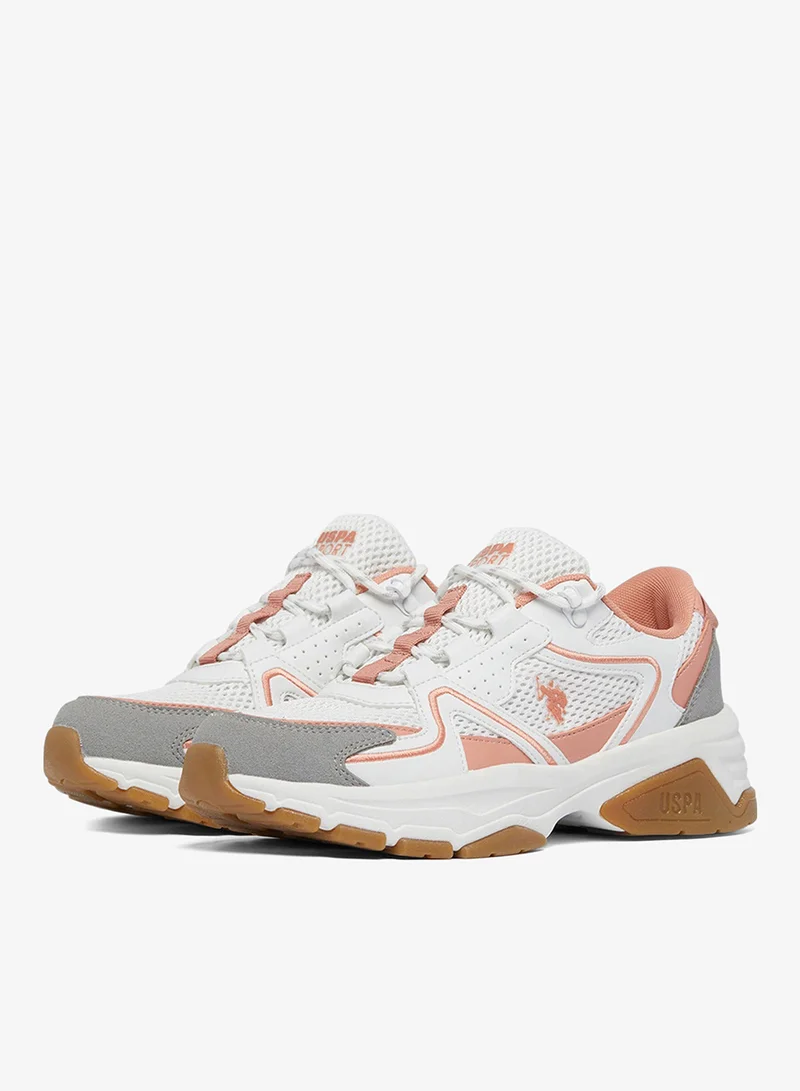 U.S. Polo Assn. Women's White Low-Top Eye-Catching Performance Sneakers - For a Bold & Stylish look