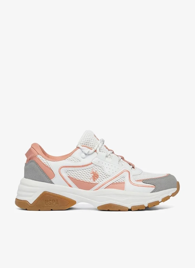 U.S. Polo Assn. Women's White Low-Top Eye-Catching Performance Sneakers - For a Bold & Stylish Look Shoes