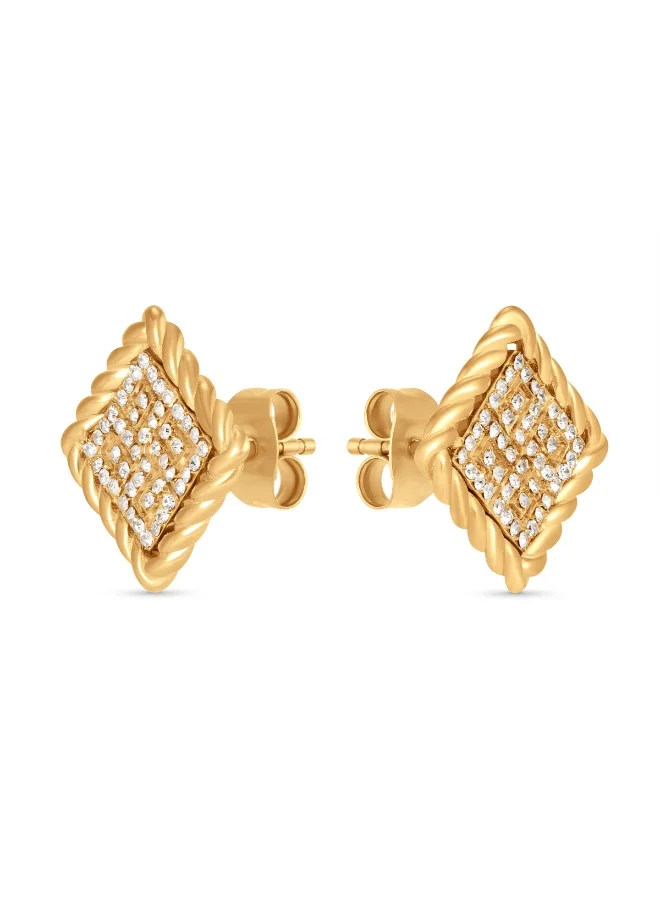 Guy Laroche Cecile Gold-Plated Earrings with Twisted Wire & Crystals