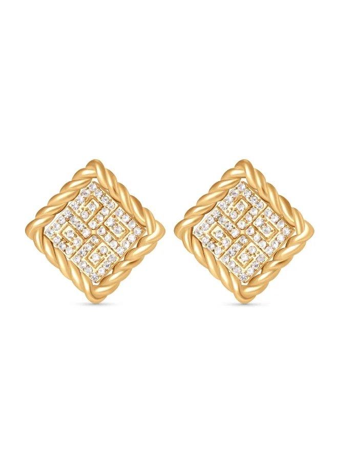 غاي لاروش Cecile Gold-Plated Earrings with Twisted Wire & Crystals