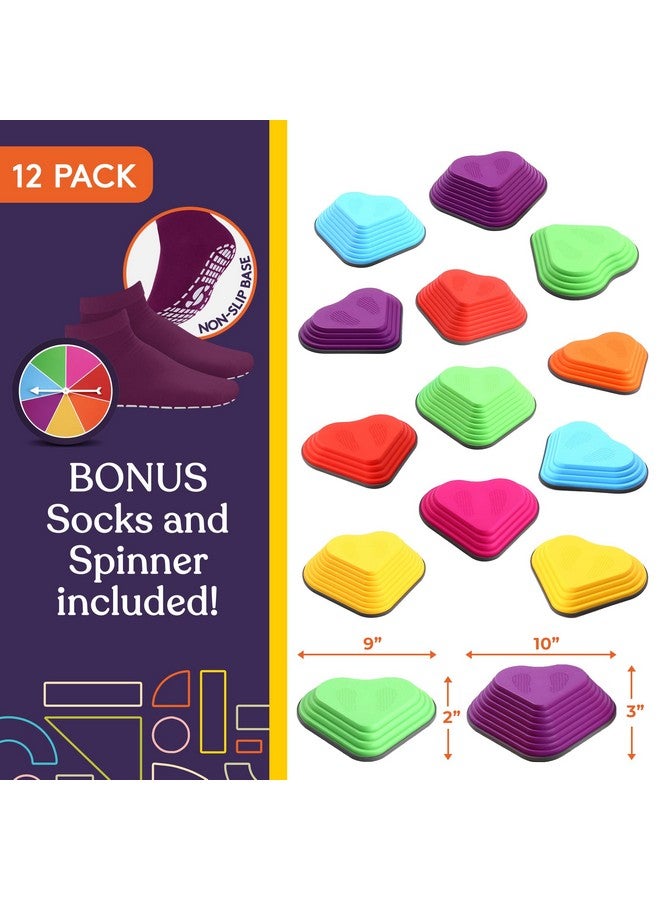 Special Supplies Stepping Stones For Kids Indoor And Outdoor Balance Blocks Promote Coordination, Balance, Strength Child Safe Rubber, Non-Slip Edging (Multi-Color, 12) - Image 2