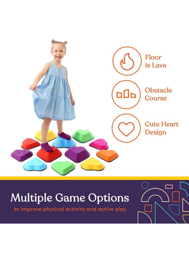 Special Supplies Stepping Stones For Kids Indoor And Outdoor Balance Blocks Promote Coordination, Balance, Strength Child Safe Rubber, Non-Slip Edging (Multi-Color, 12) - Image 3