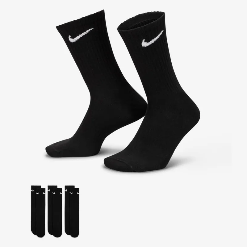 Nike Black Men's Everyday Lightweight Training Crew Socks (3 Pack)  | Best Price UAE