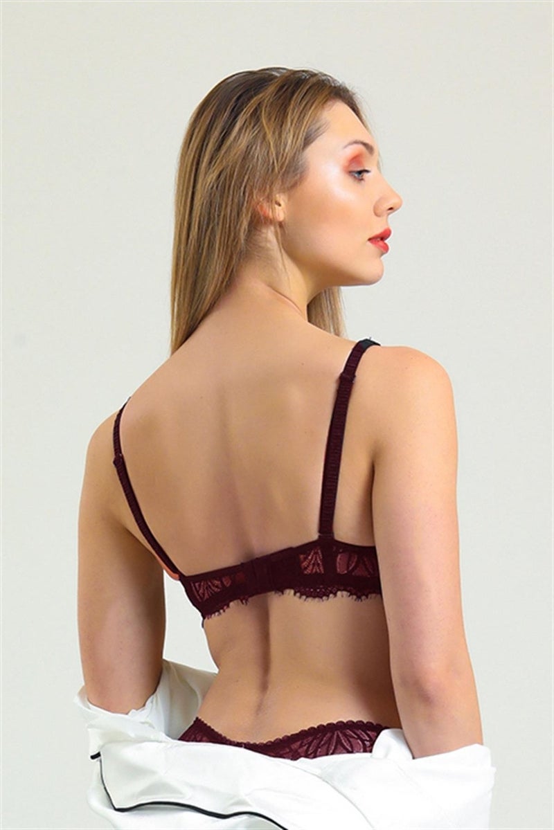 Magic Form 4686 Women's Burgundy Stoned Lace Bra  - Image 2