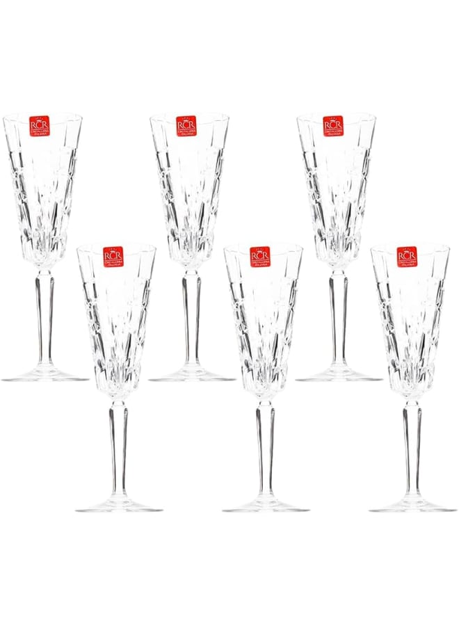 Rcr Etna Crystal Flute Set Of 6 Pieces 190Ml - Transparent - Image 1