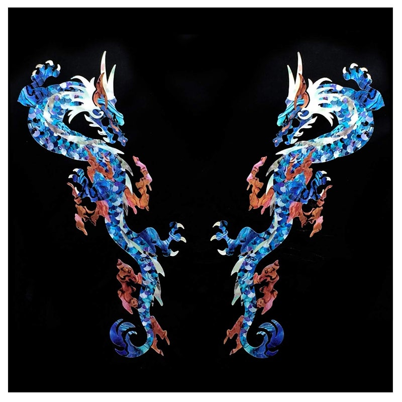 Inlaystickers Jockomo Dragon Dragon BL Symmetrical Set Guitar Bass Inlay Sticker 