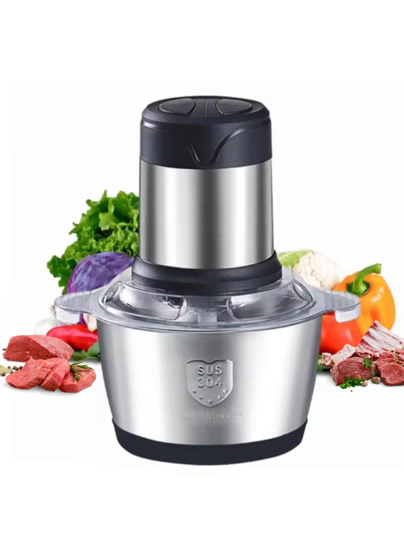 مفرمة لحم كهربائية سعة 3 لتر، مفرمة لحم كهربائية من الفولاذ المقاوم للصدأ، محضر طعام قوي 300 وات مصمم للحوم والخضروات والفواكه والمكسرات (3 لتر) - Image 1