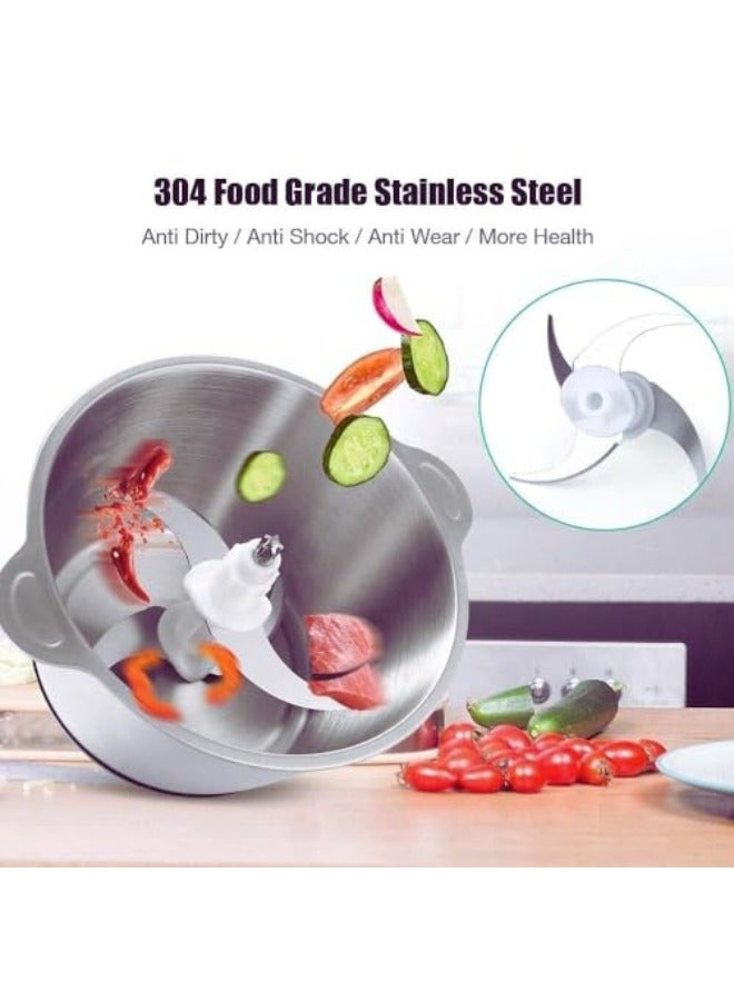 مفرمة لحم كهربائية سعة 3 لتر، مفرمة لحم كهربائية من الفولاذ المقاوم للصدأ، محضر طعام قوي 300 وات مصمم للحوم والخضروات والفواكه والمكسرات (3 لتر) - Image 5