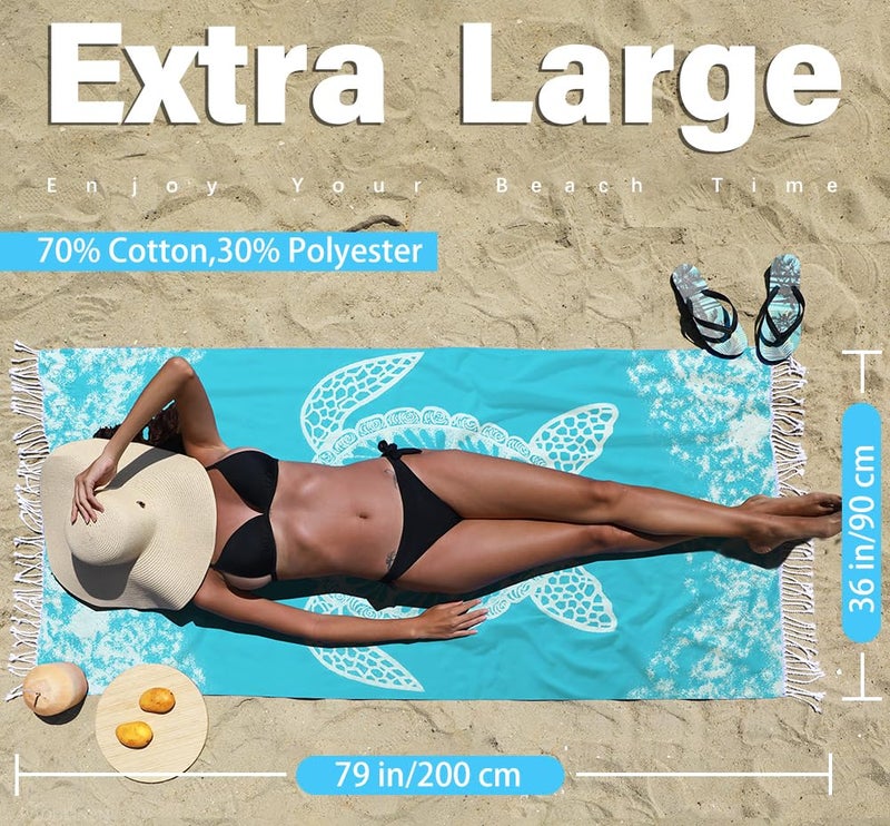 Widdonen Thin Turkish Beach Towel Quick Dry Absorbent Cotton Lightweight Bath Pool Towels Extra Large Oversized Sand Free Beach Stuff Cloud Adults Gift - Image 5