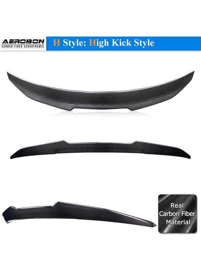 AeroBon جناح صندوق خلفي من ألياف الكربون الحقيقية متوافق مع بي إم دبليو 4 سيريز F32 كوبيه 2013-2020 (نمط H) عالي الارتفاع - Image 5