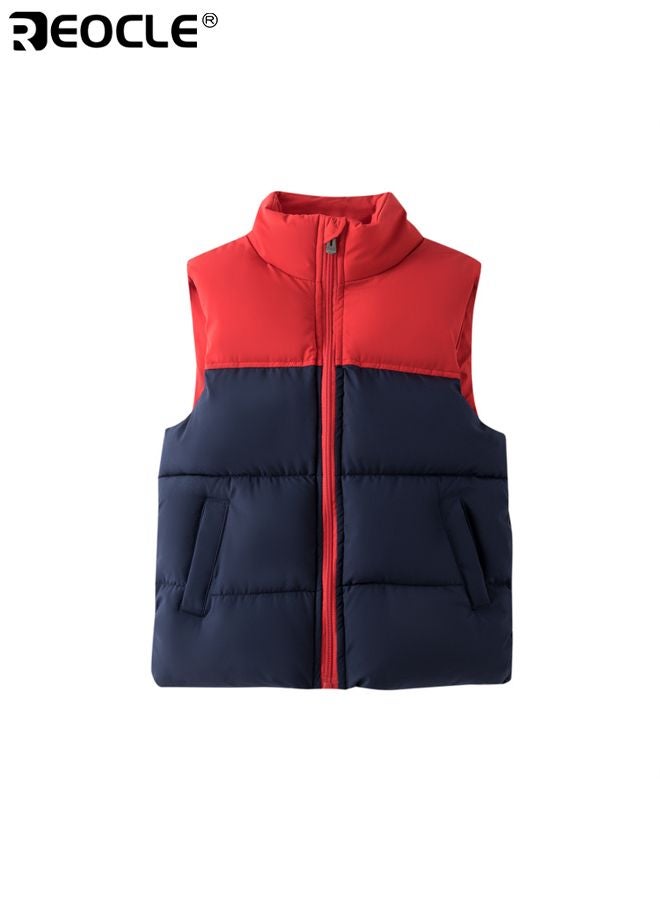 REOCLE Kid's Puffer Vest with Heavyweight Warmth and Insulated Design Boys Outerwear Vest with Front Zipper for Cold Weather Play - Image 1