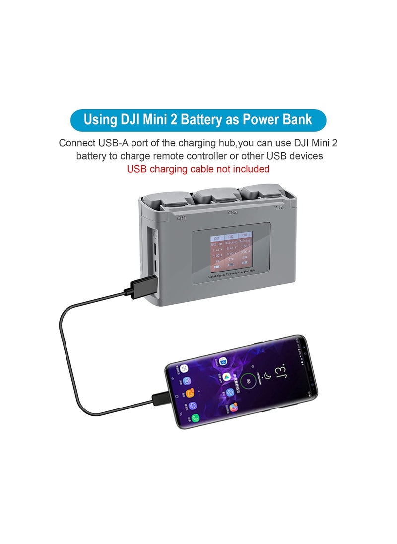 SYOSI - Mini 2/SE Two-Way Battery Charging Hub, Drone Battery Charger Charge Three Batteries in Sequence, Check Battery Level, Compatible with DJI Mini SE/Mini 2 Drone Accessories, Charge Accessories - Image 1
