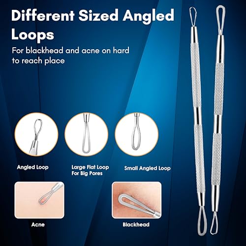 Beauté Secrets Essentials Blackhead Remover Pimple Comedone Extractor Tool, Acne Removal Kit - Treatment for Blemish, Whitehead Popping, Zit Removing for Nose Face Skin with Metal Case, Silver - Image 3