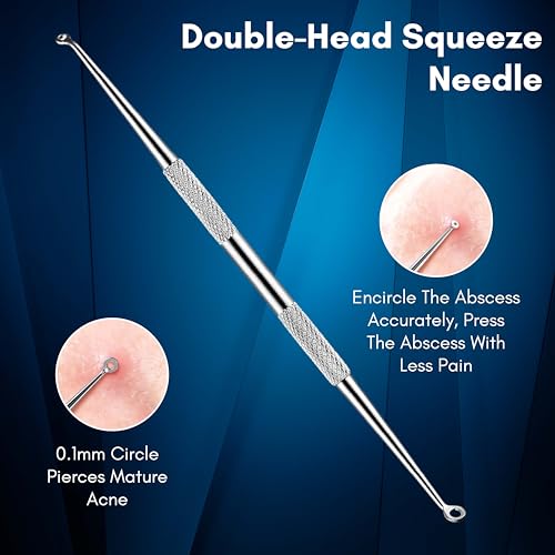 Beauté Secrets Essentials Blackhead Remover Pimple Comedone Extractor Tool, Acne Removal Kit - Treatment for Blemish, Whitehead Popping, Zit Removing for Nose Face Skin with Metal Case, Silver - Image 4