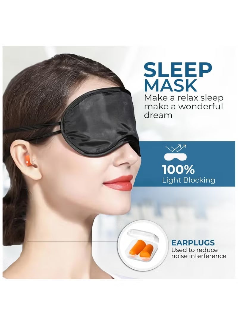 Travel neck pillow with eye mask and earplugs, made of pure memory foam, specially designed for use on planes, in cars and at home, relieves neck and shoulder pain, soft pillow suitable for travel and sleep (pink) - Image 3