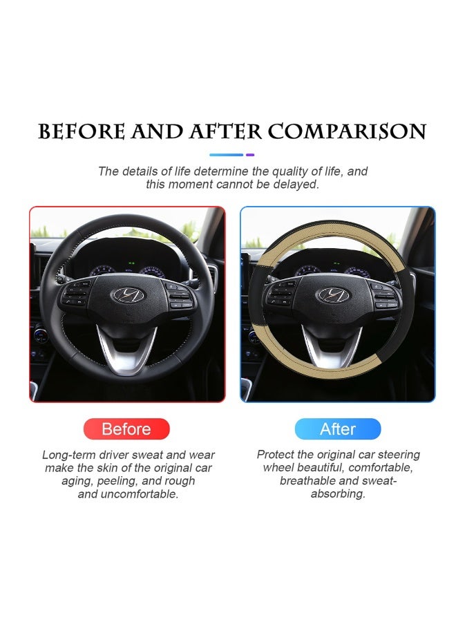 MOB Premium Leather Steering Wheel Cover, 37-39cm, Non-slip, Luxury Comfort, Breathable, Easy to Install – SW-100 - Image 5