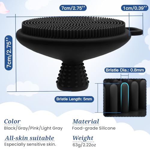 GEENOA Soft Silicone Body Scrubber 2PCS, Dual-Side Silicone Loofah for Shower, Gentle Loofa Alternative, Replaceable Brush Head to be Used Alone or with Long Handle (Bluex2) - Image 4