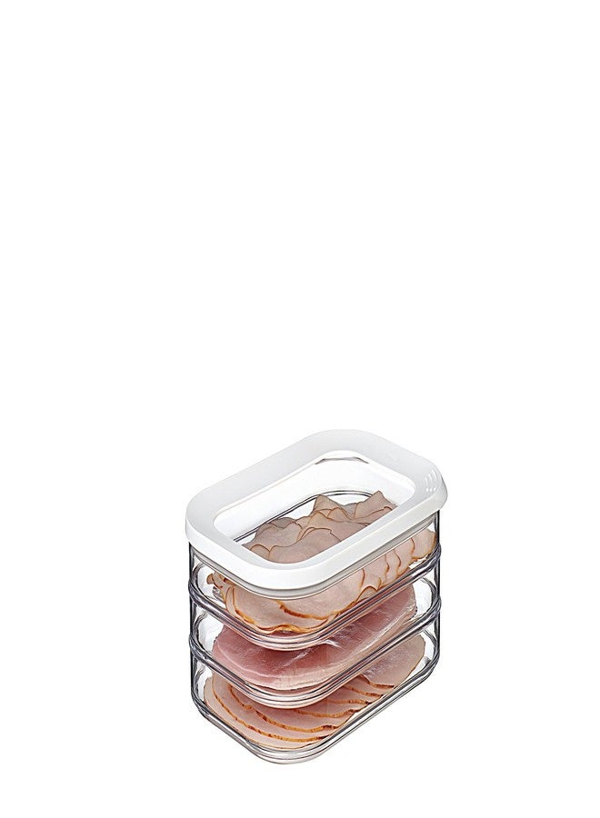 Mepal Modula Rounded Food Storage Box with Lid Set of 3 | Ideal for Cold Cuts, Cheese, and More | Stackable design | Transparent Framed Lid | BPA-Free, Nordic White (17oz/500ml) - Image 4