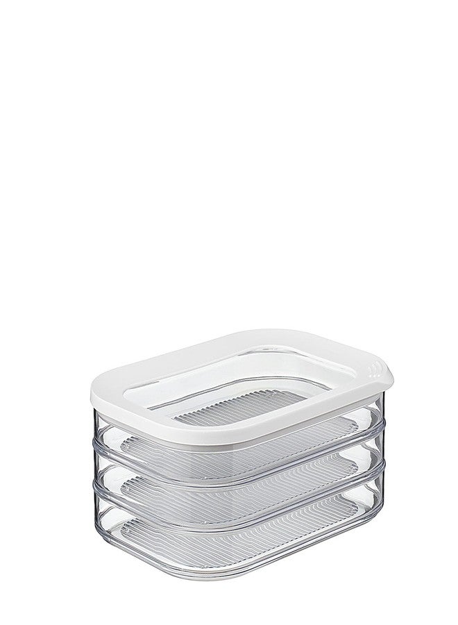 Mepal Modula Rounded Food Storage Box with Lid Set of 3 | Ideal for Cold Cuts, Cheese, and More | Stackable design | Transparent Framed Lid | BPA-Free, Nordic White (17oz/500ml) - Image 1