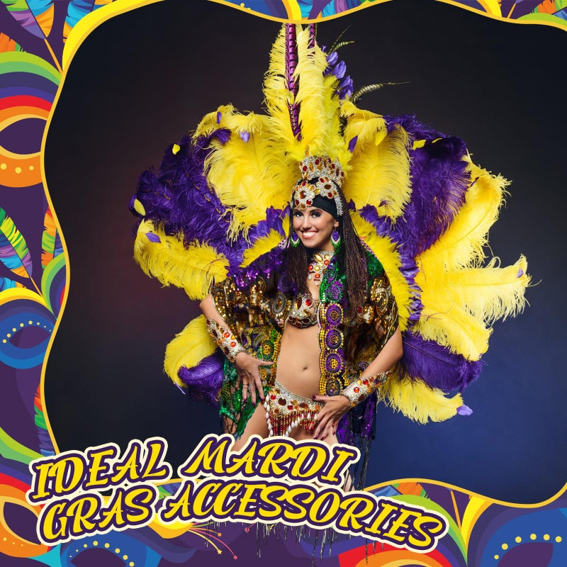 Breathffy Mardi Gras Costume for Women Mardi Gras Outfit Accessories Glitter Shawl Scarf with Earrings for Masquerade Carnival Party - Image 4