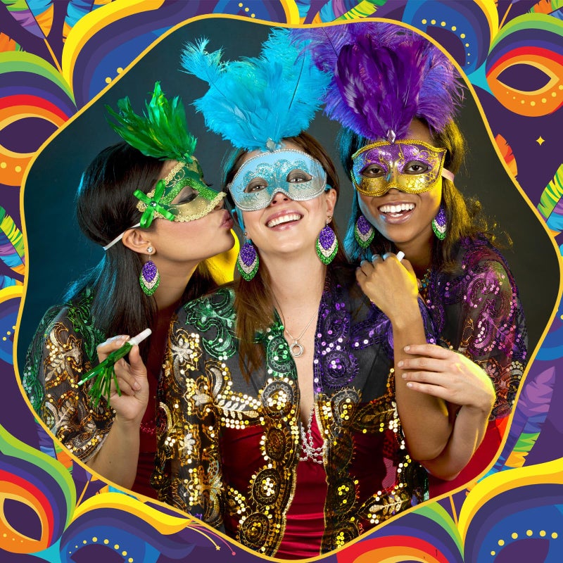 Breathffy Mardi Gras Costume for Women Mardi Gras Outfit Accessories Glitter Shawl Scarf with Earrings for Masquerade Carnival Party - Image 5