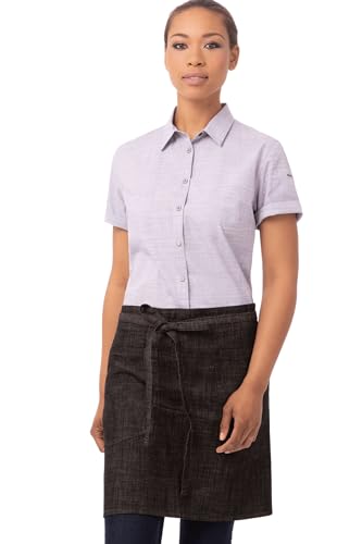 Chef Works Unisex Corvallis Half Bistro Apron, Black Burgundy, One Size - Image 1