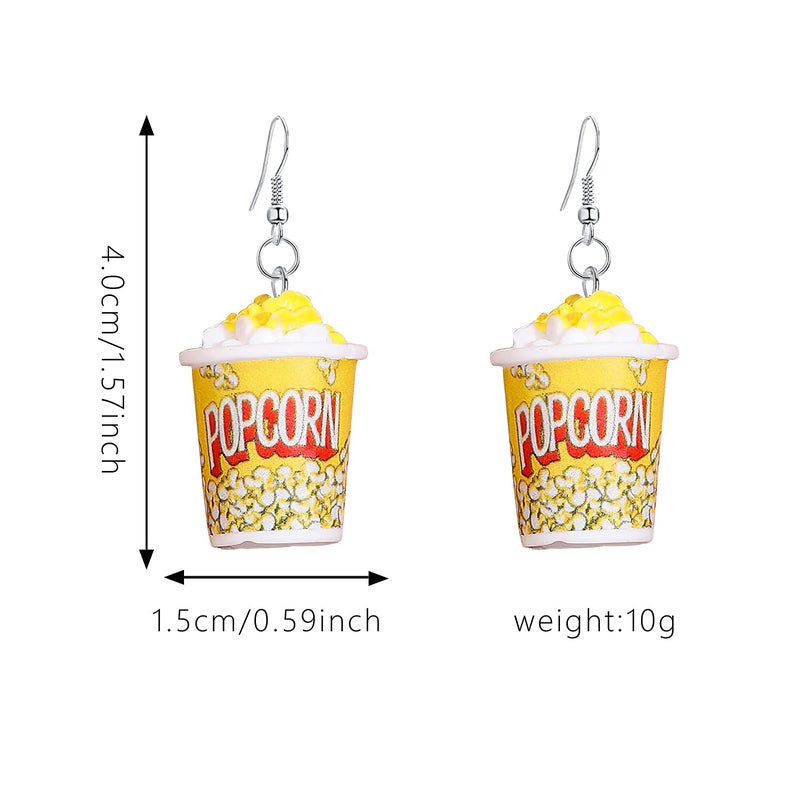 YUNXI Drop Handmade Cute Women Gift Resin Eardrop Emulational Charm Food Cartoon Snacks Popcorn Earring - Image 4